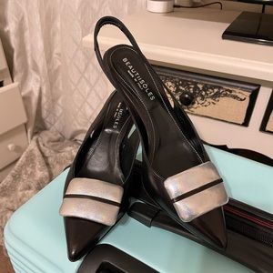 Beautiisoles Kitten heel sling back with retro shoe detail